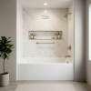 UATLN603220-R-CB Unity 60-in x 32-in x 20-in Alcove Acrylic Bathtub Kit With Right Hand Drain, White/Champagne Bronze